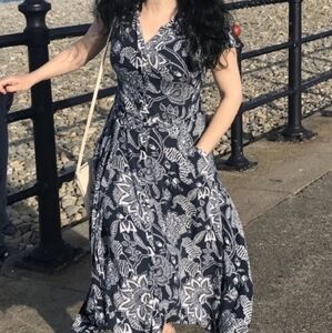 Monsoon V Neck Collard Wrap Dress Size 10